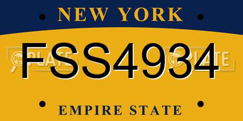 FSS4934 New York License Plate