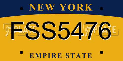 FSS5476 New York License Plate