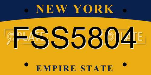 FSS5804 New York License Plate