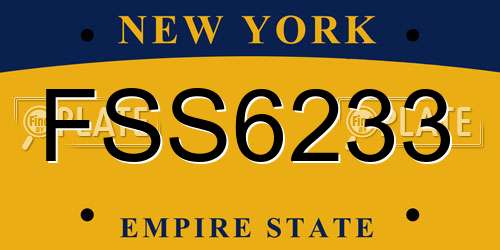 FSS6233 New York License Plate