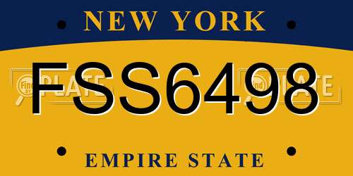 FSS6498 New York License Plate