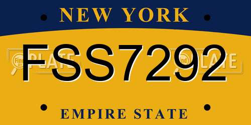 FSS7292 New York License Plate