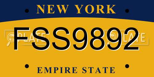 FSS9892 New York License Plate