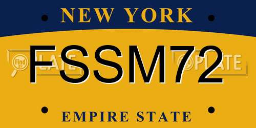 FSSM72 New York License Plate