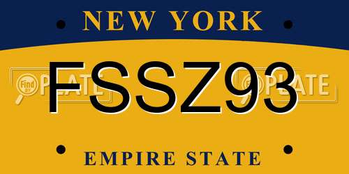 FSSZ93 New York License Plate