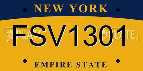 FSV1301 New York License Plate