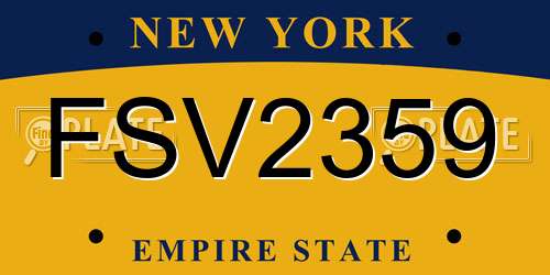FSV2359 New York License Plate
