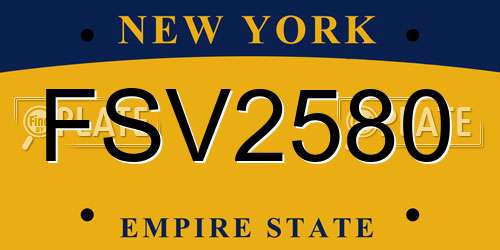 FSV2580 New York License Plate