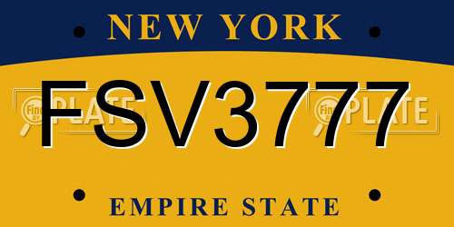 FSV3777 New York License Plate