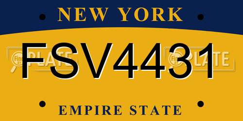FSV4431 New York License Plate