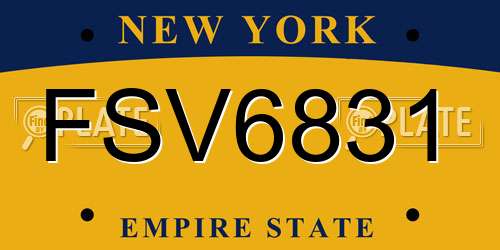 FSV6831 New York License Plate