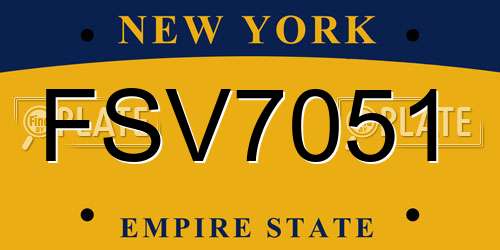 FSV7051 New York License Plate