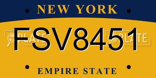 FSV8451 New York License Plate