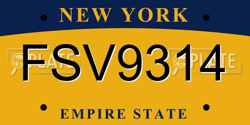 FSV9314 New York License Plate