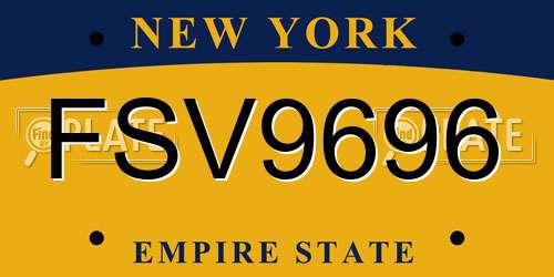 FSV9696 New York License Plate