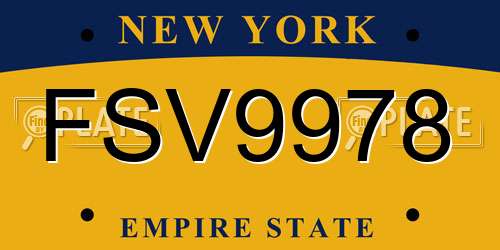 FSV9978 New York License Plate