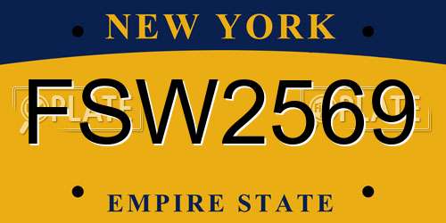 FSW2569 New York License Plate