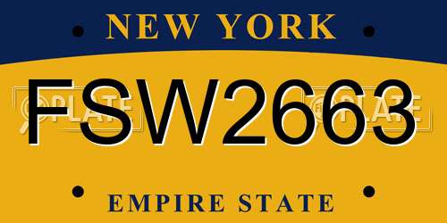 FSW2663 New York License Plate