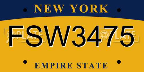FSW3475 New York License Plate