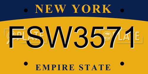 FSW3571 New York License Plate