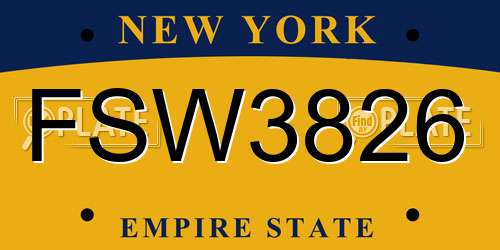 FSW3826 New York License Plate