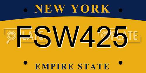 FSW425 New York License Plate