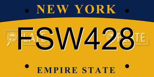 FSW428 New York License Plate