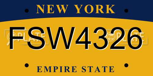FSW4326 New York License Plate