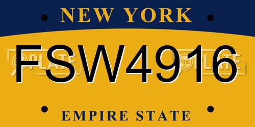 FSW4916 New York License Plate