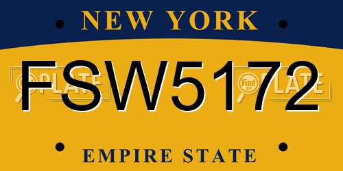 FSW5172 New York License Plate