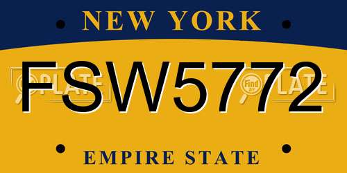 FSW5772 New York License Plate