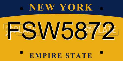 FSW5872 New York License Plate