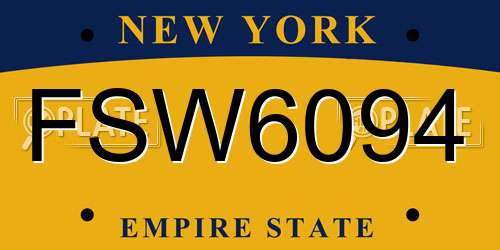 FSW6094 New York License Plate