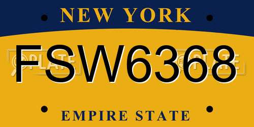 FSW6368 New York License Plate