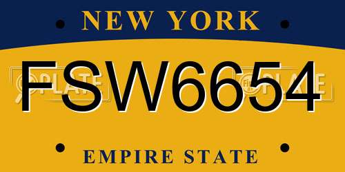 FSW6654 New York License Plate