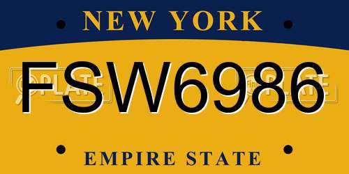 FSW6986 New York License Plate