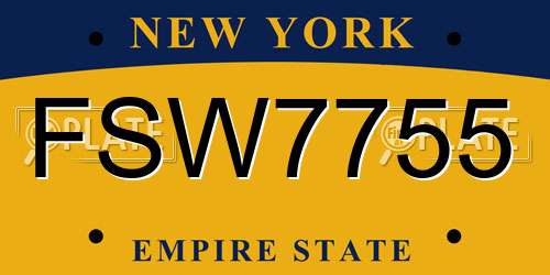 FSW7755 New York License Plate