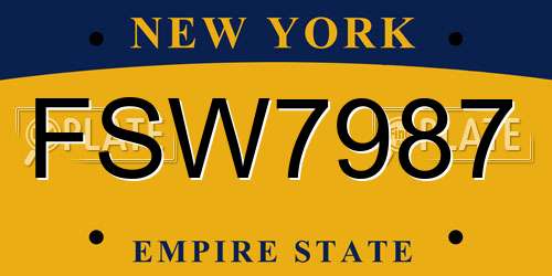 FSW7987 New York License Plate