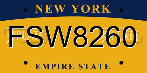 FSW8260 New York License Plate