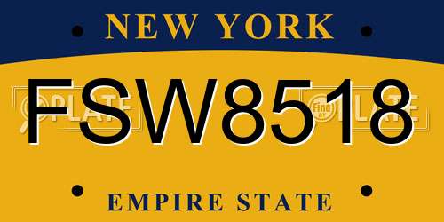 FSW8518 New York License Plate