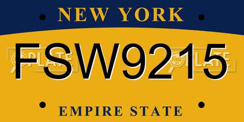 FSW9215 New York License Plate