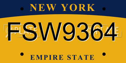 FSW9364 New York License Plate
