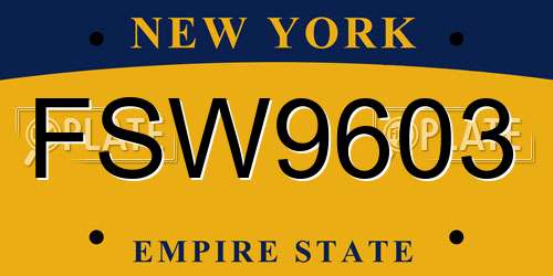 FSW9603 New York License Plate