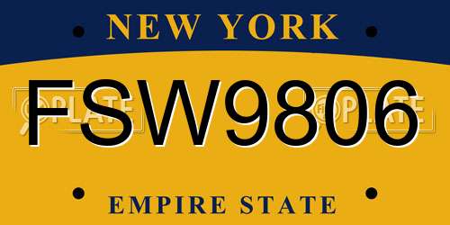 FSW9806 New York License Plate