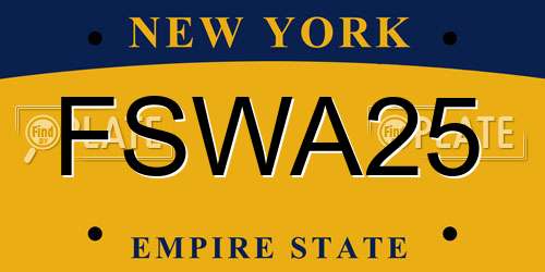 FSWA25 New York License Plate