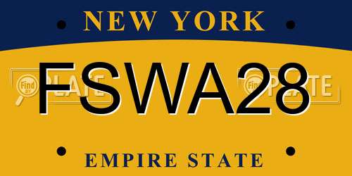 FSWA28 New York License Plate