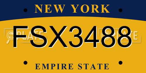 FSX3488 New York License Plate