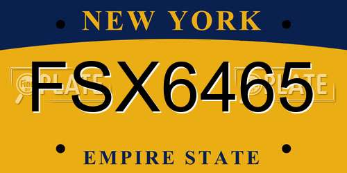 FSX6465 New York License Plate
