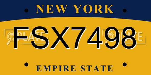 FSX7498 New York License Plate