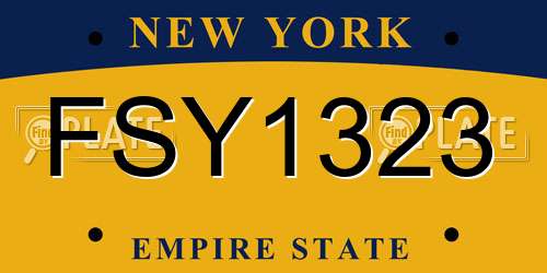 FSY1323 New York License Plate